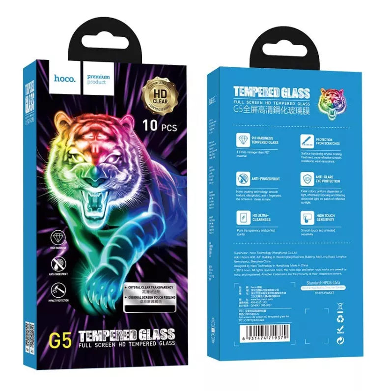 Lot de 10 films verre trempé avec cadre noir HOCO G5 iPhone XR/11 (Boite/blister)