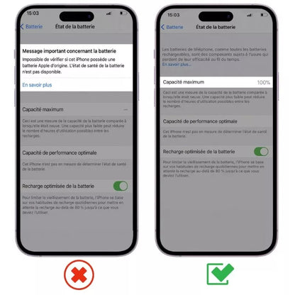 Batterie de qualité supérieure (puce TI) iPhone 13 Pro Max sans message d'erreur